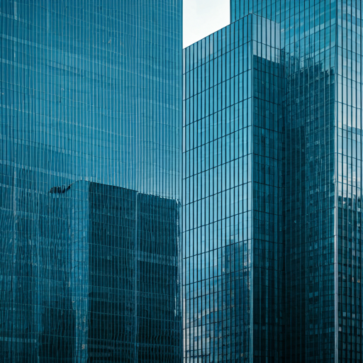 High rise business buildings reflection